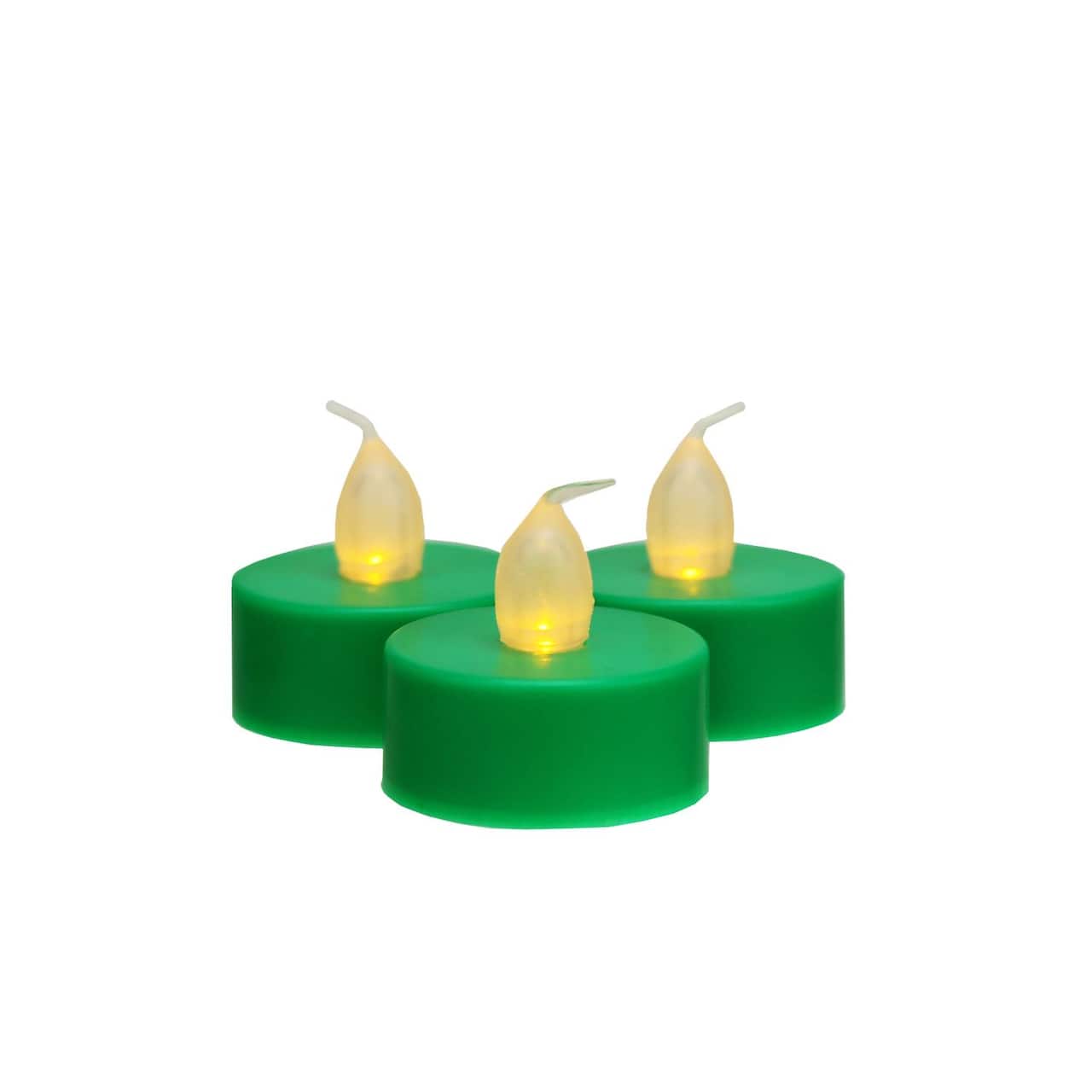 1.5" Amber & Green LED Flickering Tea Light Candle Set